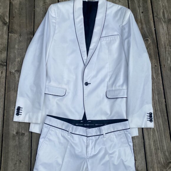 Dolce & Gabbana White Tuxedo Suit Jacket Wedding Suit & Pants Size 44R Size 36W - Picture 9 of 16